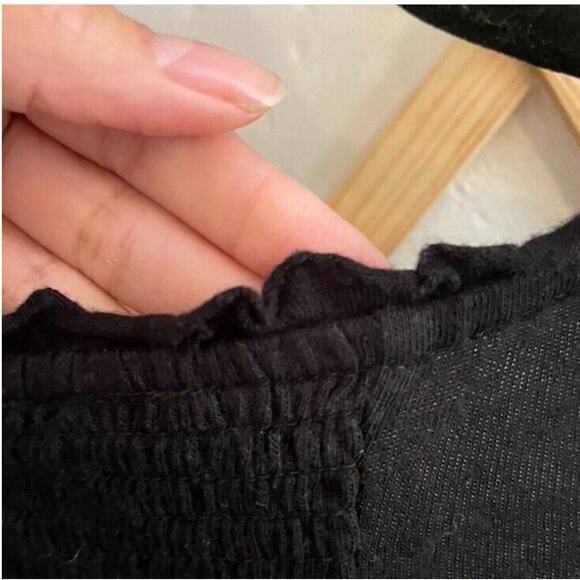 Free People Top Women's Small Just A Henley Tee Black Oversized Bohemian Relaxed - Picture 9 of 9